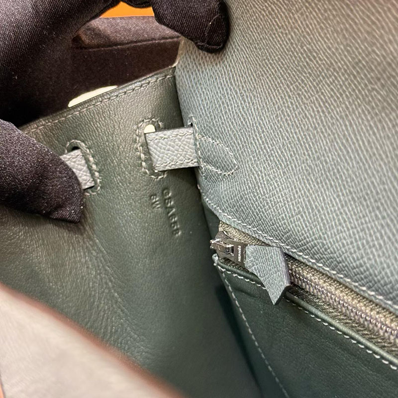 HERMES ケリー25 外縫い ヴェールマングローブ/ヴェールアマンド/黒 ヴォーエプソン シルバー金具 H041537CKAC エルメス ケリー25 - 画像 (4)