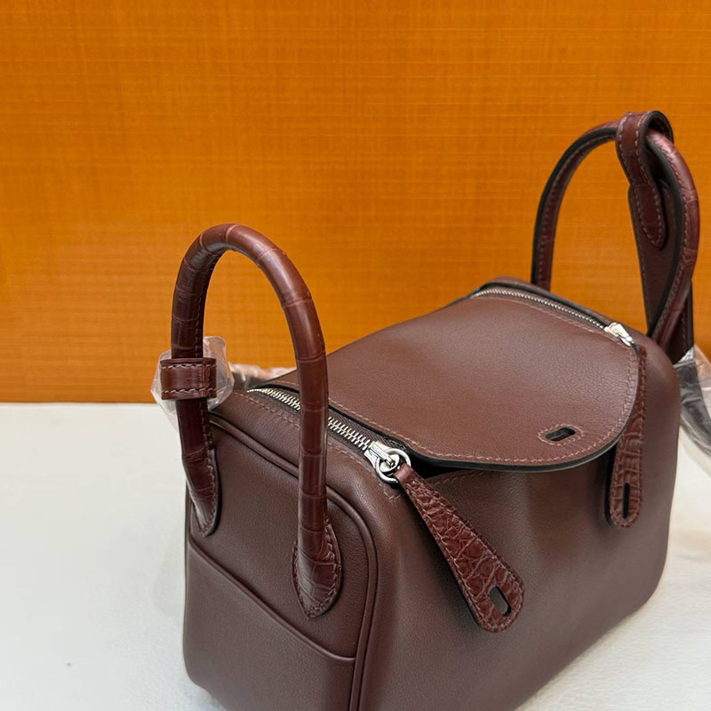 エルメス リンディミニの通販 HERMES ミニリンディ モカ/アバンヌ スイフト/クロコダイル シルバー金具 H082161CKAA エルメス バッグ レディース - 画像 (6)