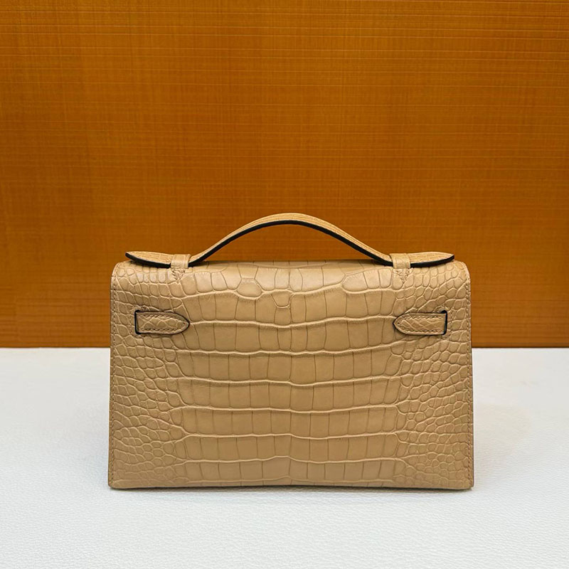 エルメス ポシェットケリーの通販 HERMES ポシェットケリー チャイ クロコダイル シルバー金具 H047683CK0M エルメス ケリー クロコダイル - 画像 (9)