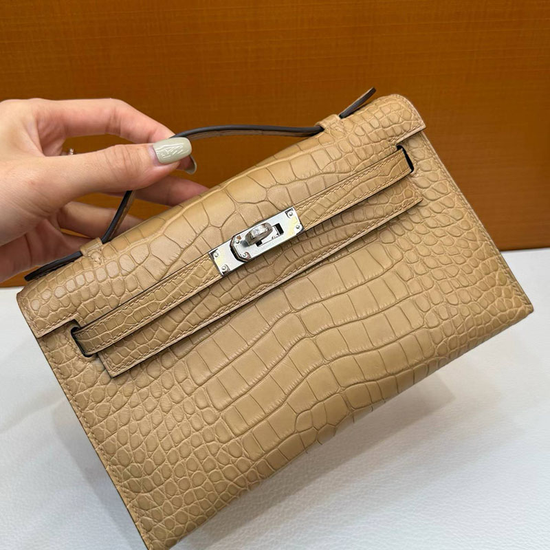 エルメス ポシェットケリーの通販 HERMES ポシェットケリー チャイ クロコダイル シルバー金具 H047683CK0M エルメス ケリー クロコダイル - 画像 (8)