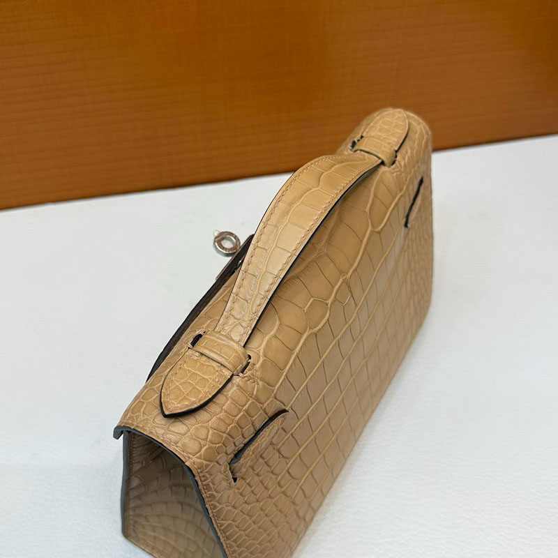 エルメス ポシェットケリーの通販 HERMES ポシェットケリー チャイ クロコダイル シルバー金具 H047683CK0M エルメス ケリー クロコダイル - 画像 (6)