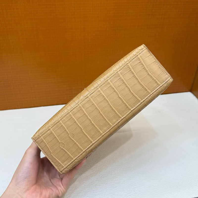 エルメス ポシェットケリーの通販 HERMES ポシェットケリー チャイ クロコダイル シルバー金具 H047683CK0M エルメス ケリー クロコダイル - 画像 (2)