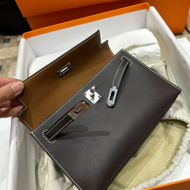 エルメス ポシェットケリーの通販 HERMES ポシェットケリー エベンヌ スイフト シルバー金具 H084047CK46 エルメス ミニケリー 定価 - 画像 (2)