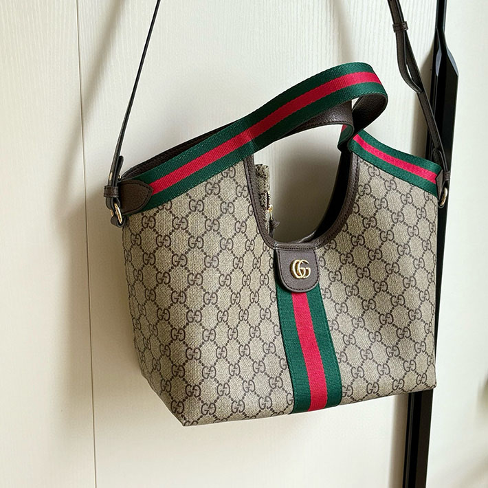 グッチ直営アウトレット店 GUCCI ジリオ スモール トートバッグ ベージュ&ダークブラウン 860845 AAF8L 2547 レディース グッチ バッグ - 画像 (3)
