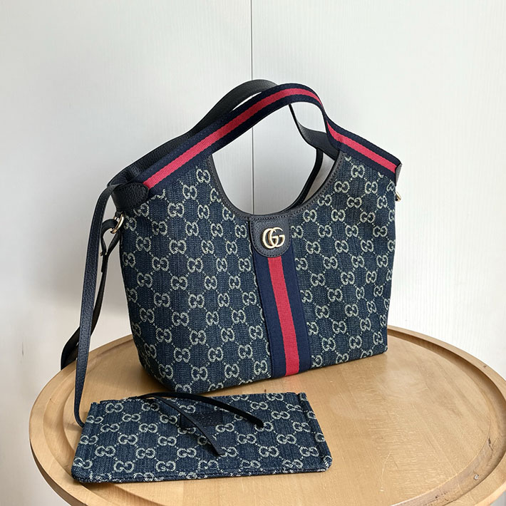 グッチ直営アウトレット店 GUCCI ジリオ スモール トートバッグ ブルー&ホワイト 860845 FAFRW 8864 グッチ バッグ ショルダー - 画像 (5)