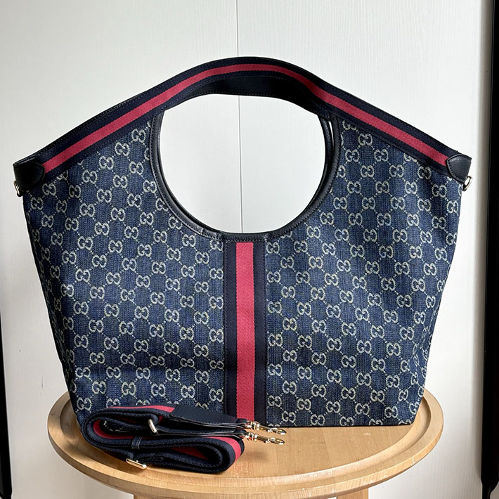 グッチ直営アウトレット店 GUCCI ジリオ ラージ トートバッグ ブルー&ホワイト 853971 FAFFQ 8864 グッチ トートバッグ アウトレット - 画像 (9)
