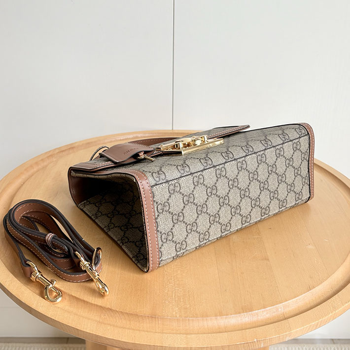 グッチ直営アウトレット店 GUCCI パドロック ミディアム トップハンドルバッグ ベージュ/ブラウン 838998 FAD6L 9758 グッチ バッグ アウトレット - 画像 (5)