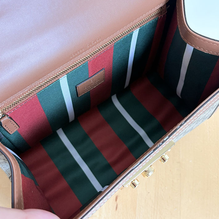 グッチ直営アウトレット店 GUCCI パドロック ミディアム トップハンドルバッグ ベージュ/ブラウン 838998 FAD6L 9758 グッチ バッグ アウトレット - 画像 (3)