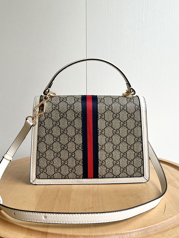 グッチ直営アウトレット店 GUCCI オフィディア ミディアム トップハンドルバッグ ベージュ/ホワイト 651055 96IWX 9641 グッチ ハンドバッグ レディース - 画像 (8)