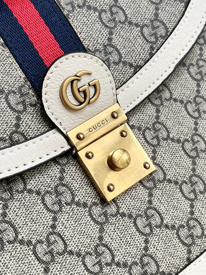 グッチ直営アウトレット店 GUCCI オフィディア ミディアム トップハンドルバッグ ベージュ/ホワイト 651055 96IWX 9641 グッチ ハンドバッグ レディース - 画像 (6)