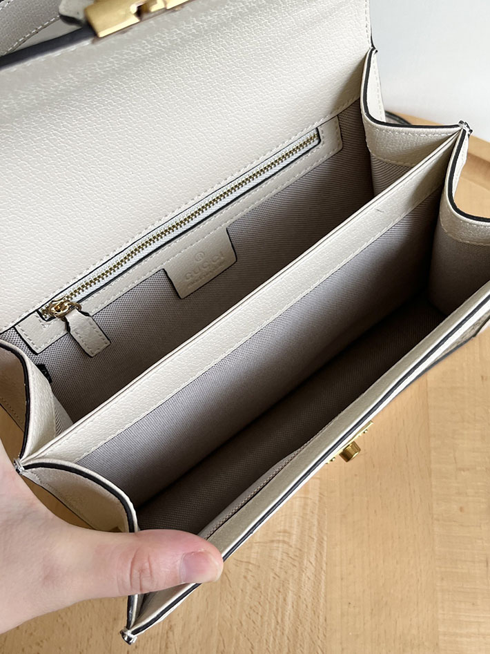グッチ直営アウトレット店 GUCCI オフィディア ミディアム トップハンドルバッグ ベージュ/ホワイト 651055 96IWX 9641 グッチ ハンドバッグ レディース - 画像 (4)