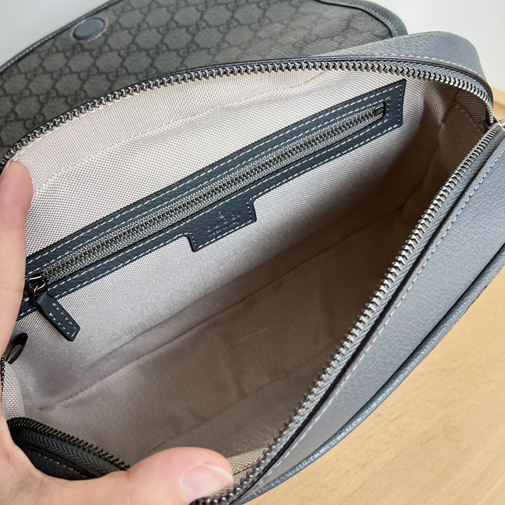 グッチ直営アウトレット店 GUCCI オフディア 斜め掛け ショルダーバッグ グレー&ブラック 724704 96IWT 1244 グッチ メッセンジャーバッグ メンズ - 画像 (4)