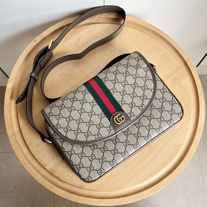 グッチ直営アウトレット店 GUCCI オフディア 斜め掛け ショルダーバッグ ベージュ&エボニー/ブラウン 724704 96IWT 8745 グッチ バッグ メンズ アウトレット - 画像 (7)