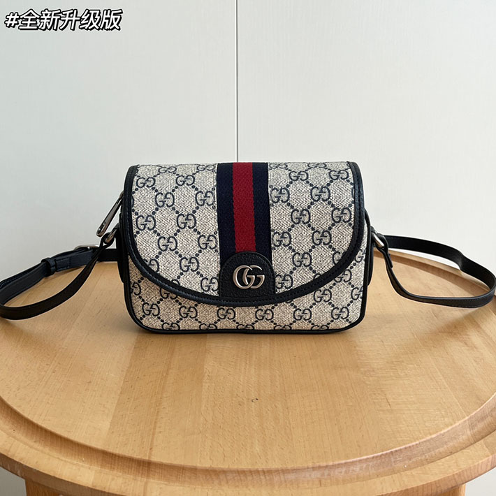 グッチ直営アウトレット店 GUCCI オフィディア ミニ 斜め掛けショルダーバッグ ベージュ&ブルー 772239 FACUJ 4076 グッチ ミニバッグ ショルダー - 画像 (2)
