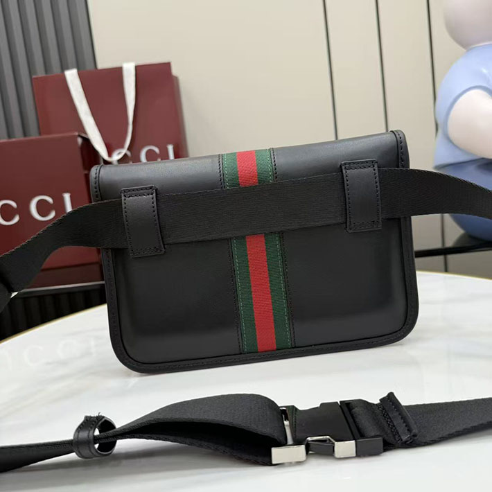 グッチ直営アウトレット店 GUCCI ウェブ トレードマーク スモール ベルトバッグ ブラック 867032 AAGIH 1057 グッチ バッグ メンズ アウトレット - 画像 (3)
