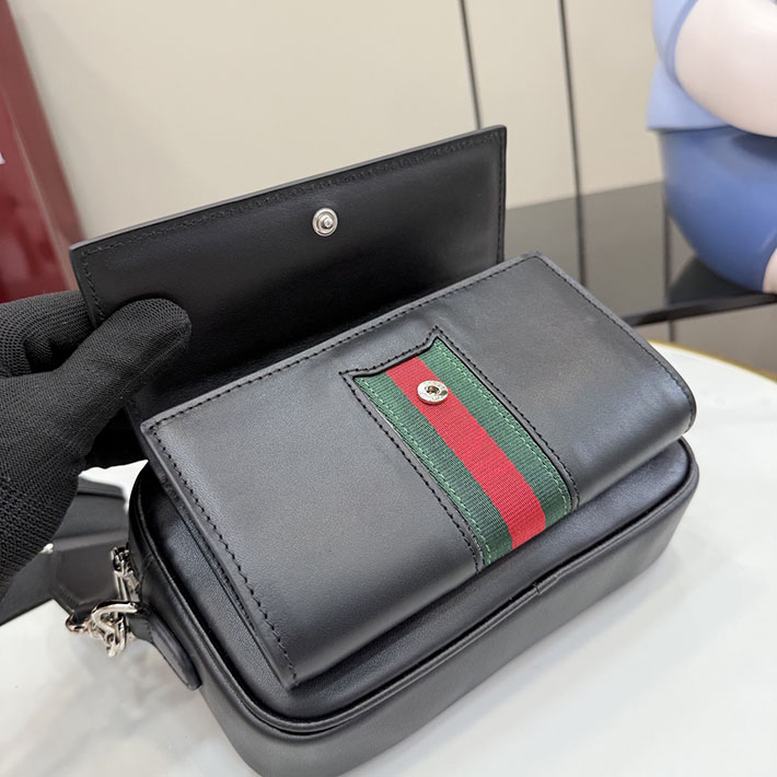 グッチ直営アウトレット店 GUCCI ウェブ トレードマーク ミニバッグ ブラック 867268 AAGIH 1057 GUCCI ショルダーバッグ メンズ 人気 - 画像 (6)