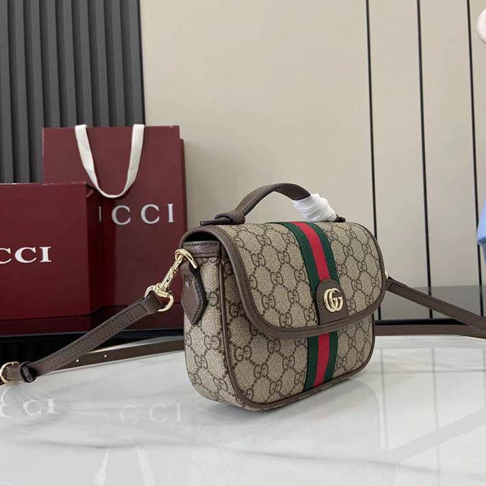 グッチ直営アウトレット店 GUCCI オフィディア スモール トップハンドルバッグ ベージュ&ダークブラウン 836843 FAE0J 9867 グッチ オフィディア バッグ - 画像 (6)