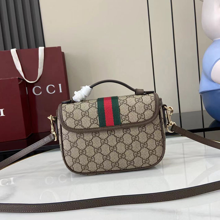 グッチ直営アウトレット店 GUCCI オフィディア スモール トップハンドルバッグ ベージュ&ダークブラウン 836843 FAE0J 9867 グッチ オフィディア バッグ - 画像 (5)