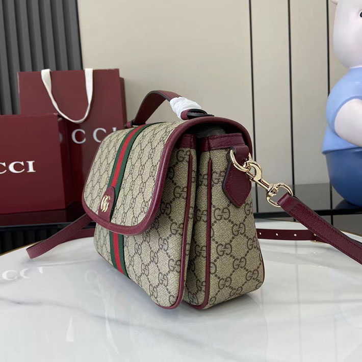 グッチ直営アウトレット店 GUCCI オフィディア ミディアム トップハンドルバッグ ベージュ&ボルドー 836842 FAE0J 9858 グッチ オフィディア アウトレット - 画像 (4)