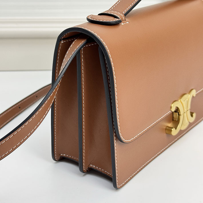 セリーヌ バッグ 人気 ランキング CELINE MEDIUM TRIOMPHE FOLIO IN SHINY CALFSKIN タン L102U3705.04LU セリーヌ バッグ レディース - 画像 (2)
