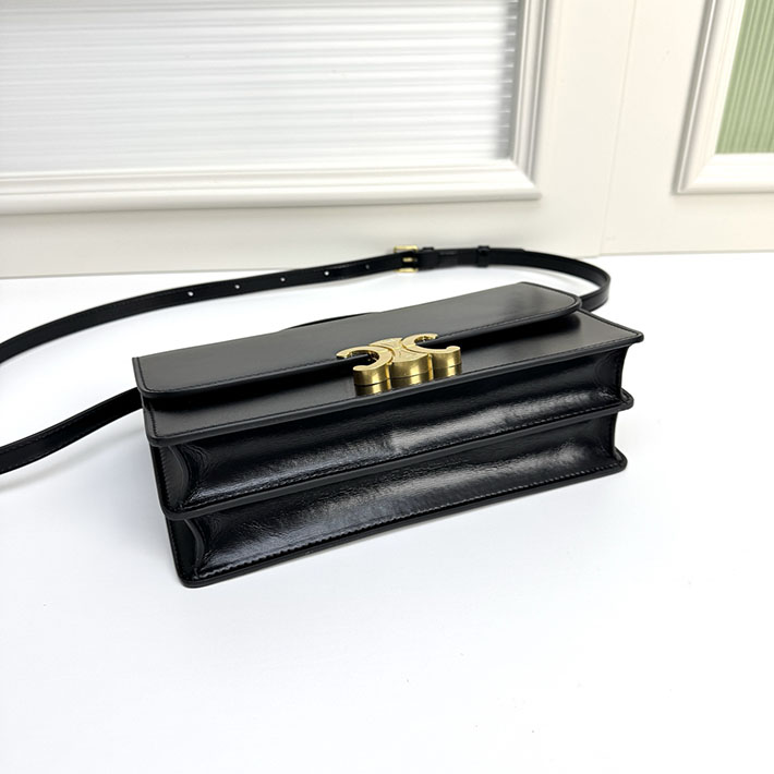 セリーヌ バッグ 人気 ランキング CELINE MEDIUM TRIOMPHE FOLIO IN SHINY CALFSKIN ブラック L102U3D82.38NO セリーヌ バッグ 人気 - 画像 (2)