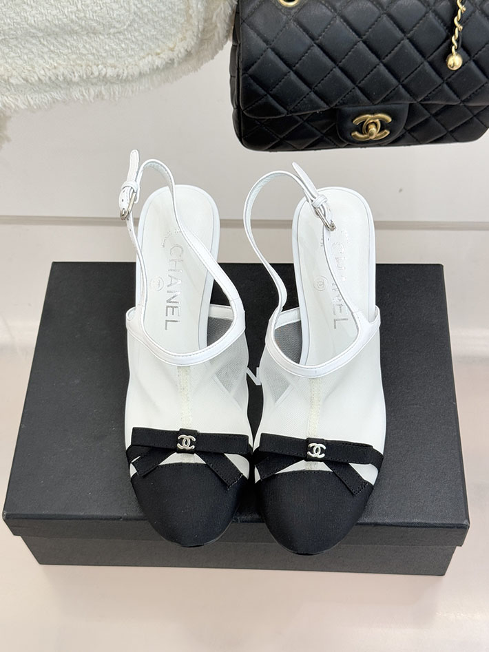 最高級シャネルスーパーコピー CHANEL スリングバック シューズ ココマーク メッシュ & グログラン ホワイト 2630974 シャネル サンダル 白 - 画像 (7)