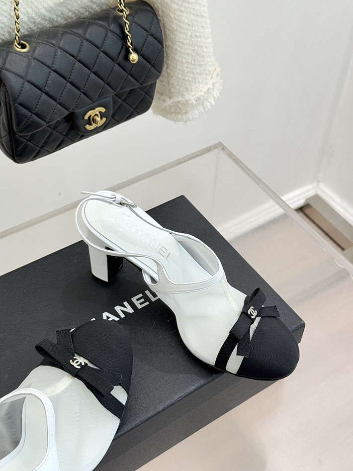 最高級シャネルスーパーコピー CHANEL スリングバック シューズ ココマーク メッシュ & グログラン ホワイト 2630974 シャネル サンダル 白 - 画像 (6)