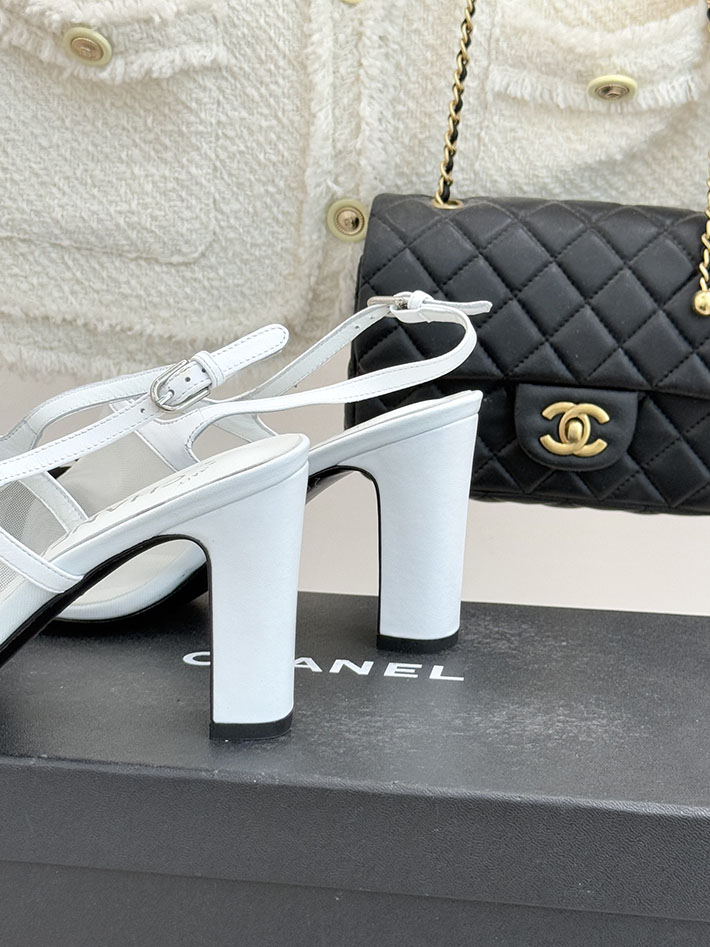 最高級シャネルスーパーコピー CHANEL スリングバック シューズ ココマーク メッシュ & グログラン ホワイト 2630974 シャネル サンダル 白 - 画像 (5)