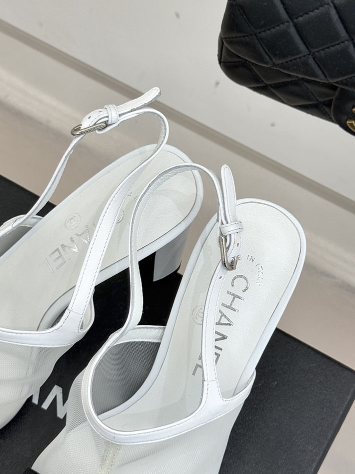 最高級シャネルスーパーコピー CHANEL スリングバック シューズ ココマーク メッシュ & グログラン ホワイト 2630974 シャネル サンダル 白 - 画像 (3)