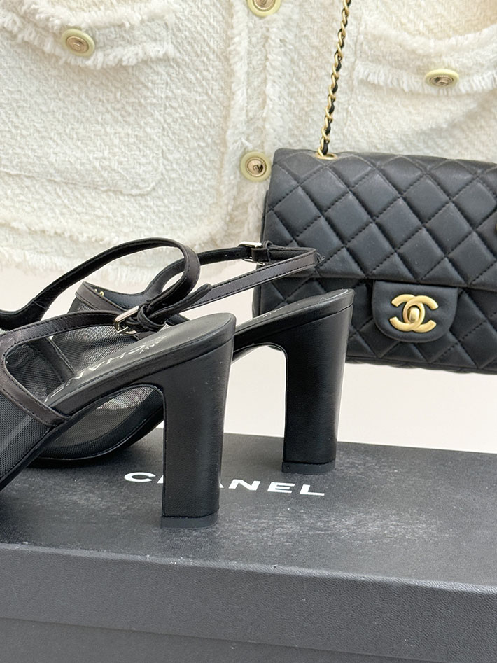 最高級シャネルスーパーコピー CHANEL スリングバック シューズ ココマーク メッシュ & グログラン ブラック 2630975 シャネル サンダル 公式 - 画像 (5)