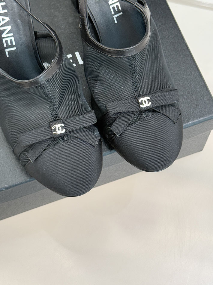 最高級シャネルスーパーコピー CHANEL スリングバック シューズ ココマーク メッシュ & グログラン ブラック 2630975 シャネル サンダル 公式 - 画像 (4)