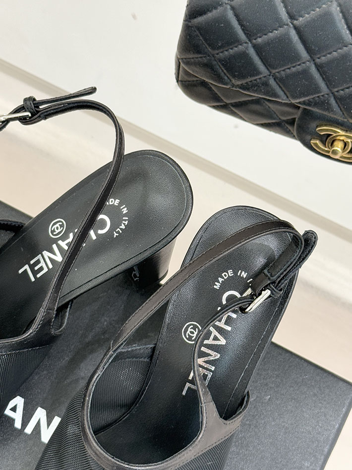 最高級シャネルスーパーコピー CHANEL スリングバック シューズ ココマーク メッシュ & グログラン ブラック 2630975 シャネル サンダル 公式 - 画像 (3)