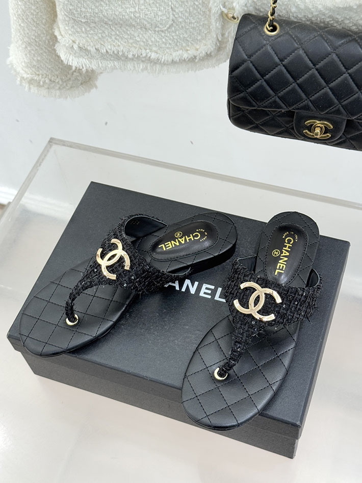 最高級シャネルスーパーコピー CHANEL ココマーク トングサンダル ラムスキン 2026年春夏 新作 ブラック 2630987 シャネル新作サンダル - 画像 (9)