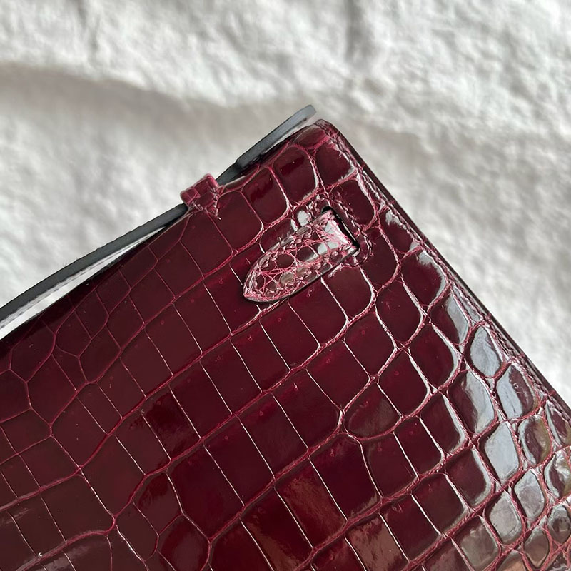 エルメス ポシェットケリーの通販 HERMES ポシェットケリー ボルドー クロコダイル シルバー金具 H061129CK57 エルメス クロコダイル バッグ - 画像 (7)