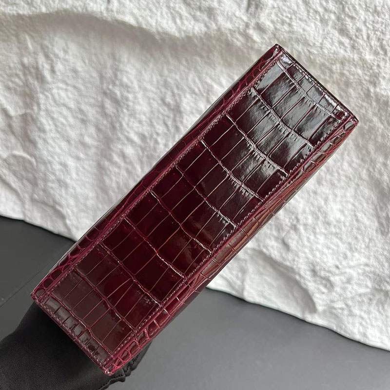 エルメス ポシェットケリーの通販 HERMES ポシェットケリー ボルドー クロコダイル シルバー金具 H061129CK57 エルメス クロコダイル バッグ - 画像 (2)