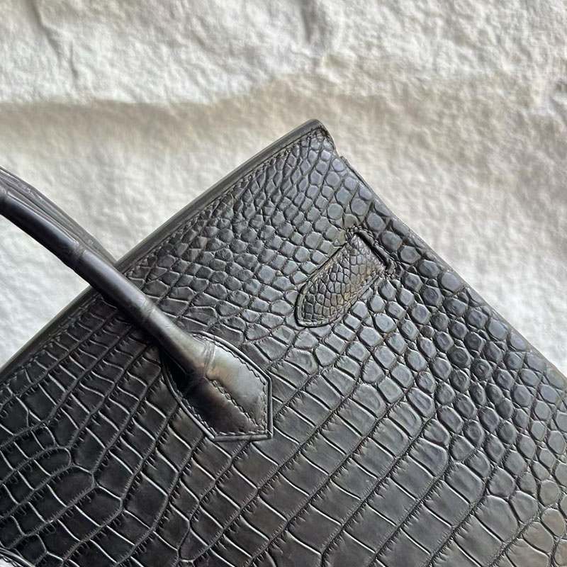 エルメス バーキン 30の通販 HERMES バーキン30 ブラック クロコダイル ポロサスマット シルバー金具 2633036 バーキン30 クロコダイル - 画像 (7)