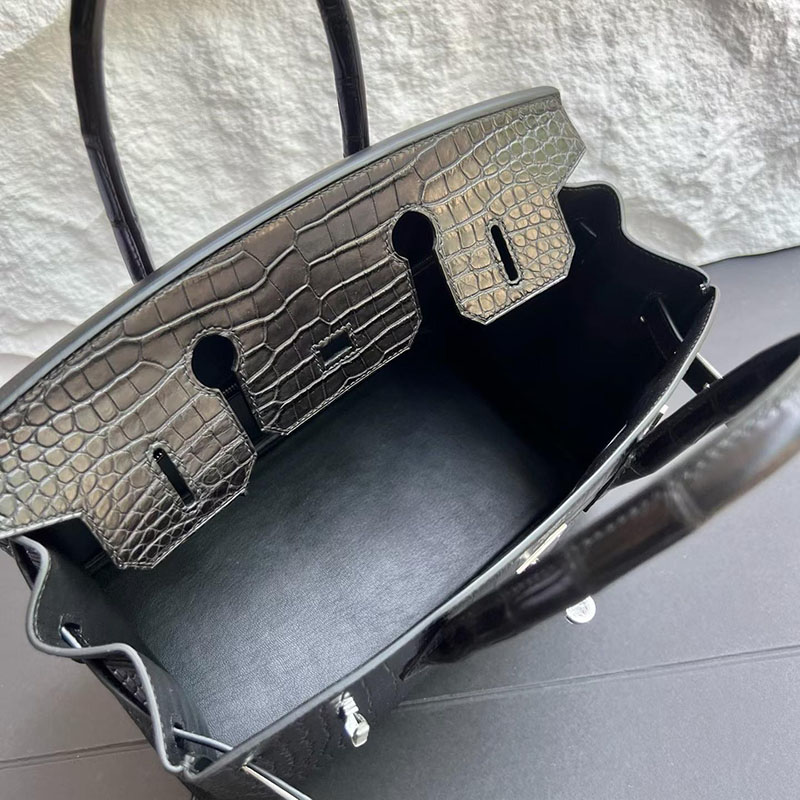エルメス バーキン 30の通販 HERMES バーキン30 ブラック クロコダイル ポロサスマット シルバー金具 2633036 バーキン30 クロコダイル - 画像 (5)