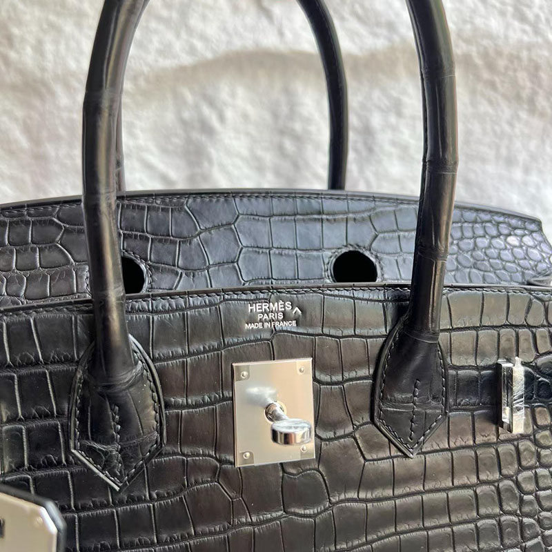 エルメス バーキン 30の通販 HERMES バーキン30 ブラック クロコダイル ポロサスマット シルバー金具 2633036 バーキン30 クロコダイル - 画像 (3)
