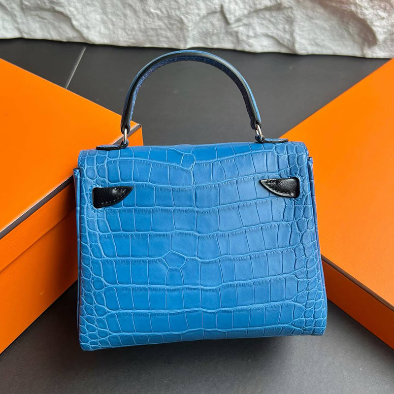 エルメス ケリードールの通販 HERMES ケリードール ブルーゼリージュ/ブラック クロコダイル シルバー金具 H082320CKI7 ケリードール バッグ - 画像 (8)
