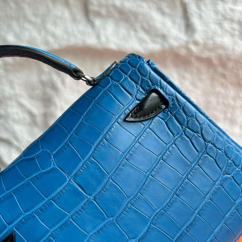 エルメス ケリードールの通販 HERMES ケリードール ブルーゼリージュ/ブラック クロコダイル シルバー金具 H082320CKI7 ケリードール バッグ - 画像 (6)