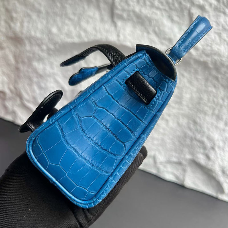 エルメス ケリードールの通販 HERMES ケリードール ブルーゼリージュ/ブラック クロコダイル シルバー金具 H082320CKI7 ケリードール バッグ - 画像 (5)