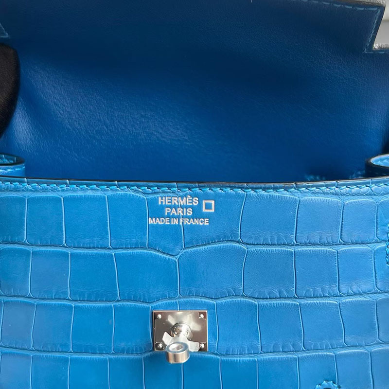 エルメス ケリードールの通販 HERMES ケリードール ブルーゼリージュ/ブラック クロコダイル シルバー金具 H082320CKI7 ケリードール バッグ - 画像 (3)