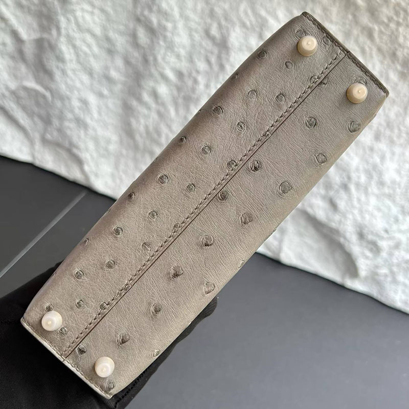 エルメス HERMES ケリーミニ2 外縫い トゥルティールグレー/サフラン オーストリッチ ゴールド金具 H071946CC81 エルメス ケリーミニ2 - 画像 (2)