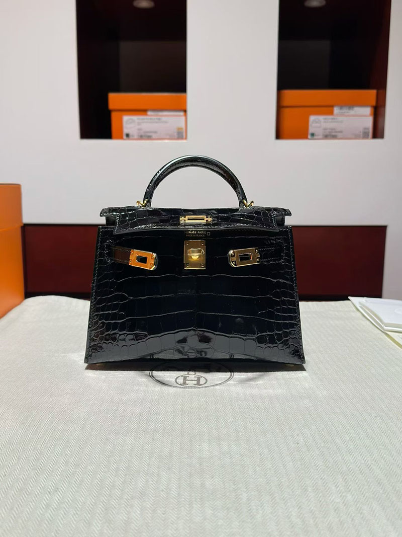 エルメス ケリー ミニの通販 HERMES ケリーミニ2 外縫い ブラック クロコダイル ゴールド金具 H071960CC89 エルメス ケリーミニ2 - 画像 (7)