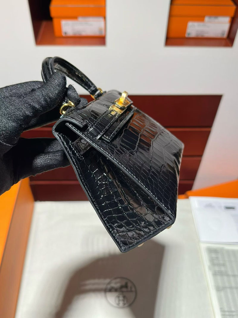 エルメス ケリー ミニの通販 HERMES ケリーミニ2 外縫い ブラック クロコダイル ゴールド金具 H071960CC89 エルメス ケリーミニ2 - 画像 (5)