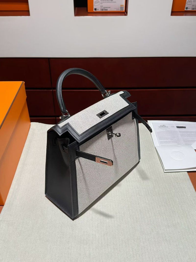 エルメス ケリー 25の通販 HERMES ケリー25 外縫い 黒 ブラック スイフト/トワルアッシュ シルバー金具 2633054 ケリー25 黒 - 画像 (6)
