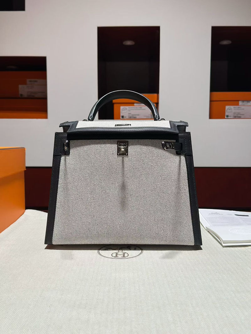 エルメス ケリー 25の通販 HERMES ケリー25 外縫い 黒 ブラック スイフト/トワルアッシュ シルバー金具 2633054 ケリー25 黒 - 画像 (5)