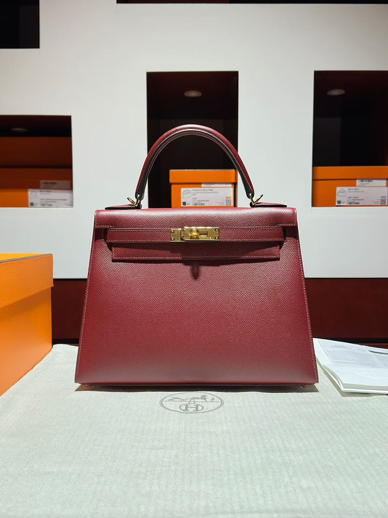 エルメス ケリー28の通販 HERMES ケリー28 外縫い ルージュアッシュ ヴォーエプソン ゴールド金具 H030186CC55 エルメス ケリー28 定価 - 画像 (8)