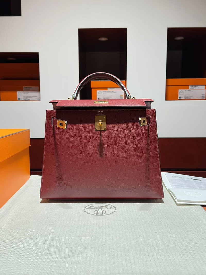 エルメス ケリー28の通販 HERMES ケリー28 外縫い ルージュアッシュ ヴォーエプソン ゴールド金具 H030186CC55 エルメス ケリー28 定価 - 画像 (3)