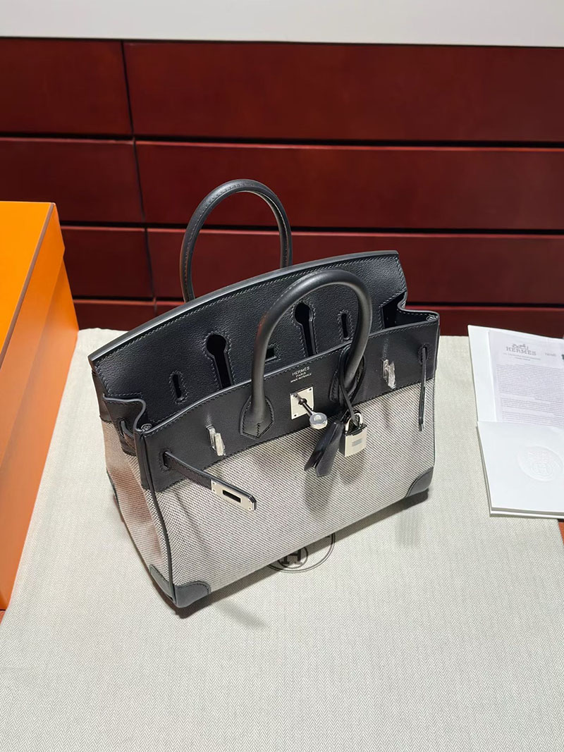 エルメス バーキン25の通販 HERMES バーキン25 黒 ブラック トワルアッシュ/スイフト シルバー金具 2633058 バーキン25 黒 定価 - 画像 (9)